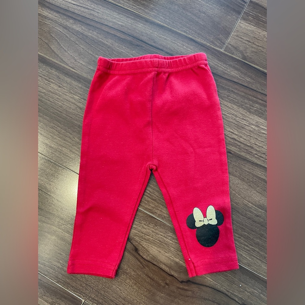 Disney Baby Minnie Mouse Red Leggings 0–3M